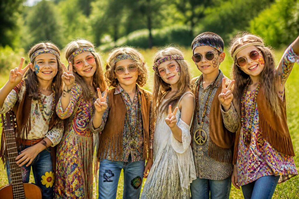 découvrez notre sélection de déguisements hippie pour enfants, avec des tenues colorées et des idées de maquillages fun pour filles et garçons, parfaits pour les fêtes et carnavals.