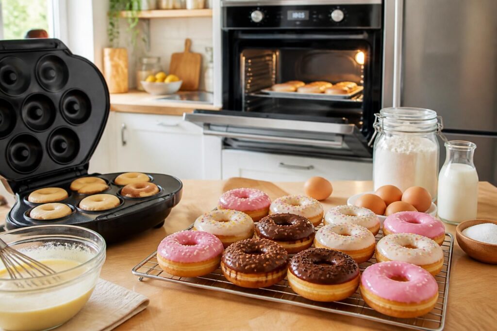 découvrez une recette simple et rapide de donuts faits maison, à préparer au four ou à la machine. parfaite pour une gourmandise facile à réaliser en quelques minutes.