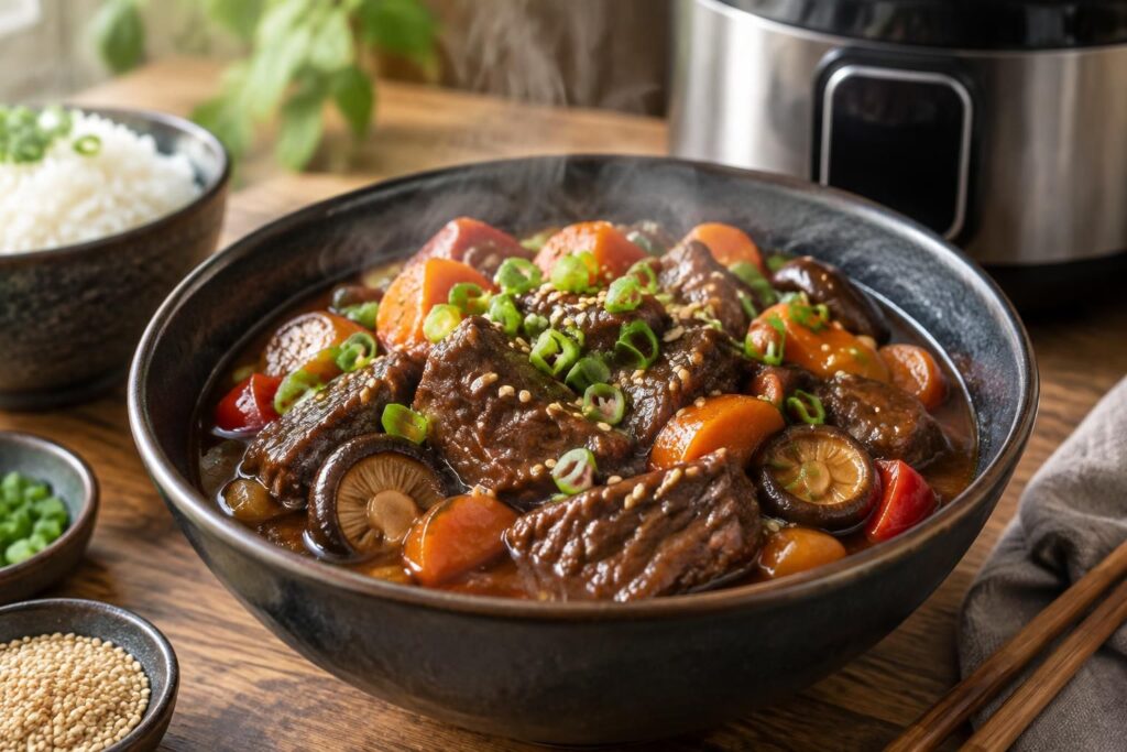 découvrez une recette de bœuf mijoté asiatique savoureuse au cookeo : une viande tendre, une sauce parfumée et une préparation facile pour régaler toute la famille.