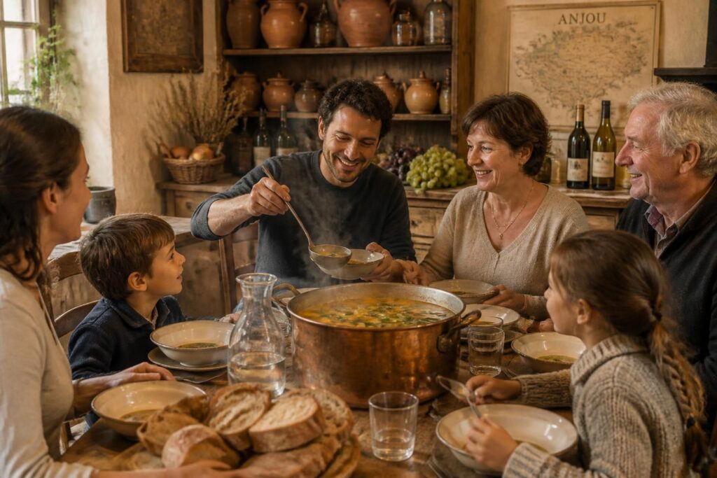 découvrez la recette traditionnelle de la soupe angevine, un plat savoureux et réconfortant à partager en famille.