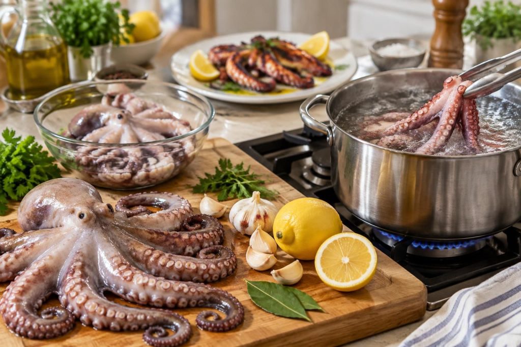 découvrez comment préparer et cuire facilement des poulpes frais ou congelés : astuces pour les nettoyer, les attendrir et réussir leur cuisson.