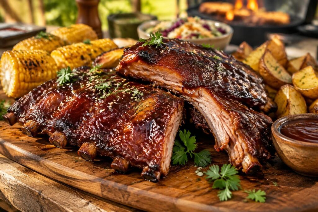 découvrez une recette de ribs de porc au four, tendres et savoureux, avec une cuisson facile et une sauce gourmande pour un barbecue réussi.
